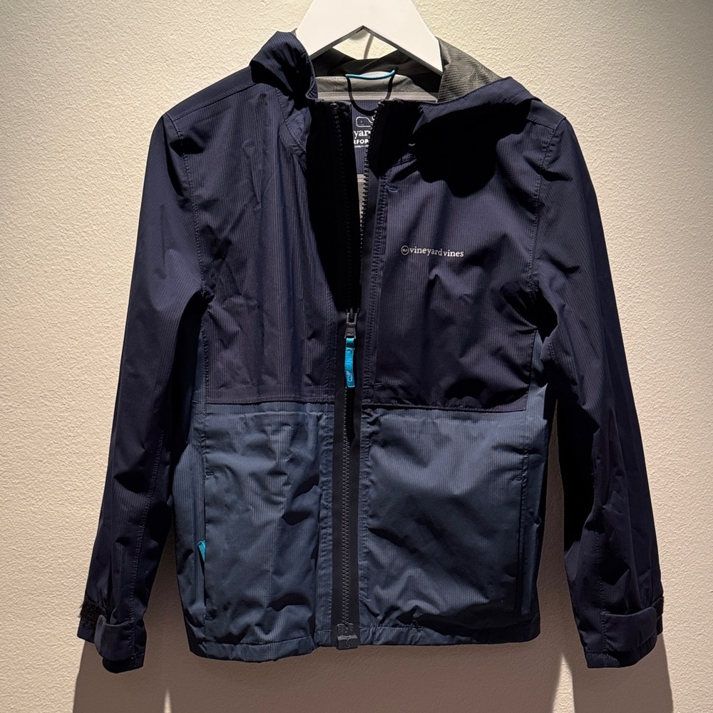 Vineyard Vines Kids Two-Tone Navy and Blue Raincoat